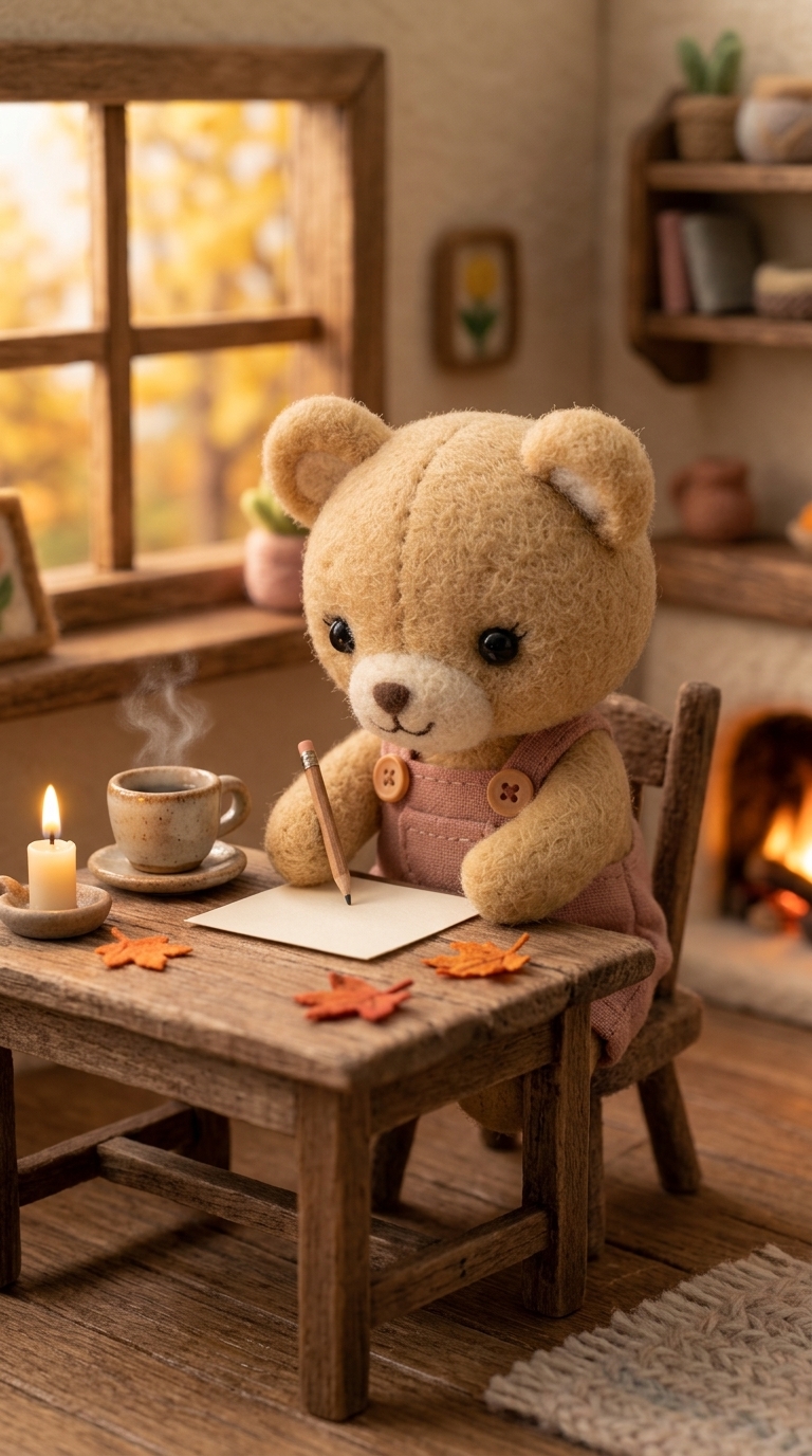 Berta leyendo la carta junto a la chimenea